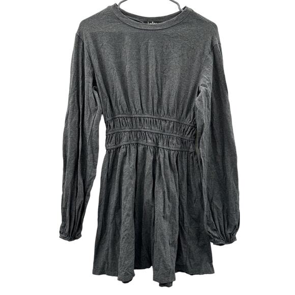 Lulus Fashion Win Charcoal Grey Long Balloon Sleeve Pullover Mini Dress Sz M - Picture 3 of 12